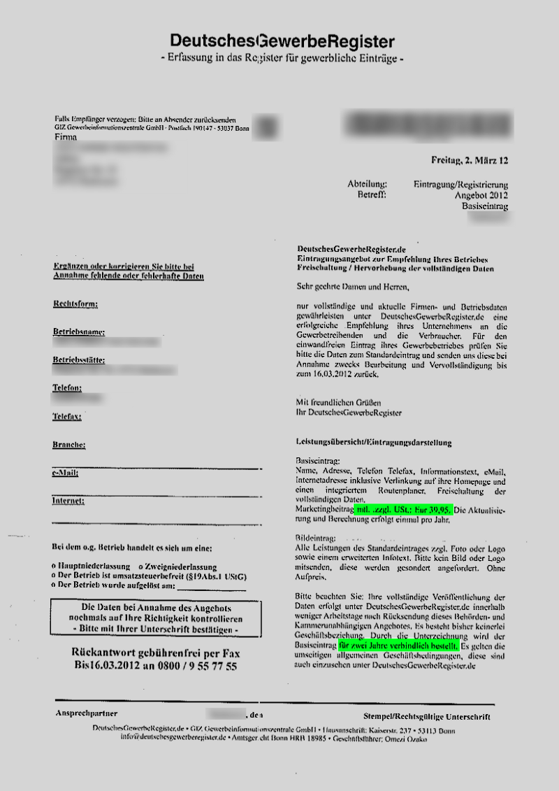 GIZ Deutsches Gewerbe Register