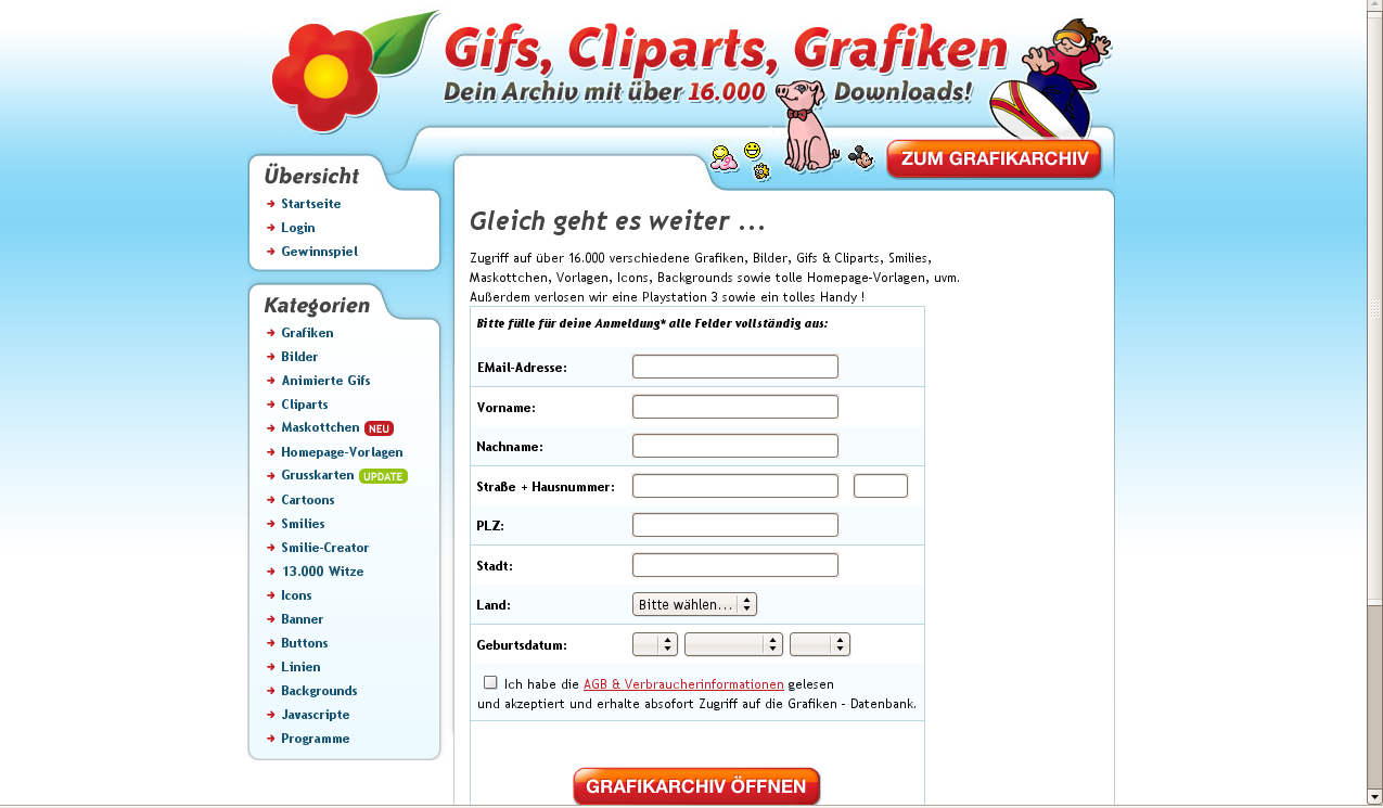 grafik-archiv-Anmeldeseite Online Content Ltd.