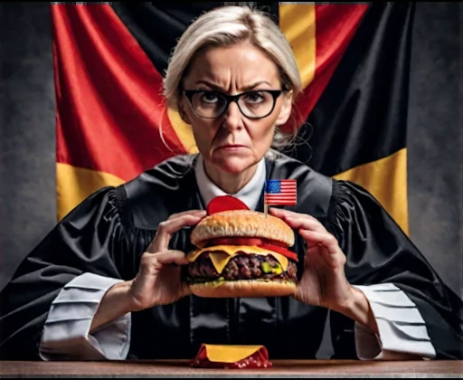 A German judge eating an American Hamburger